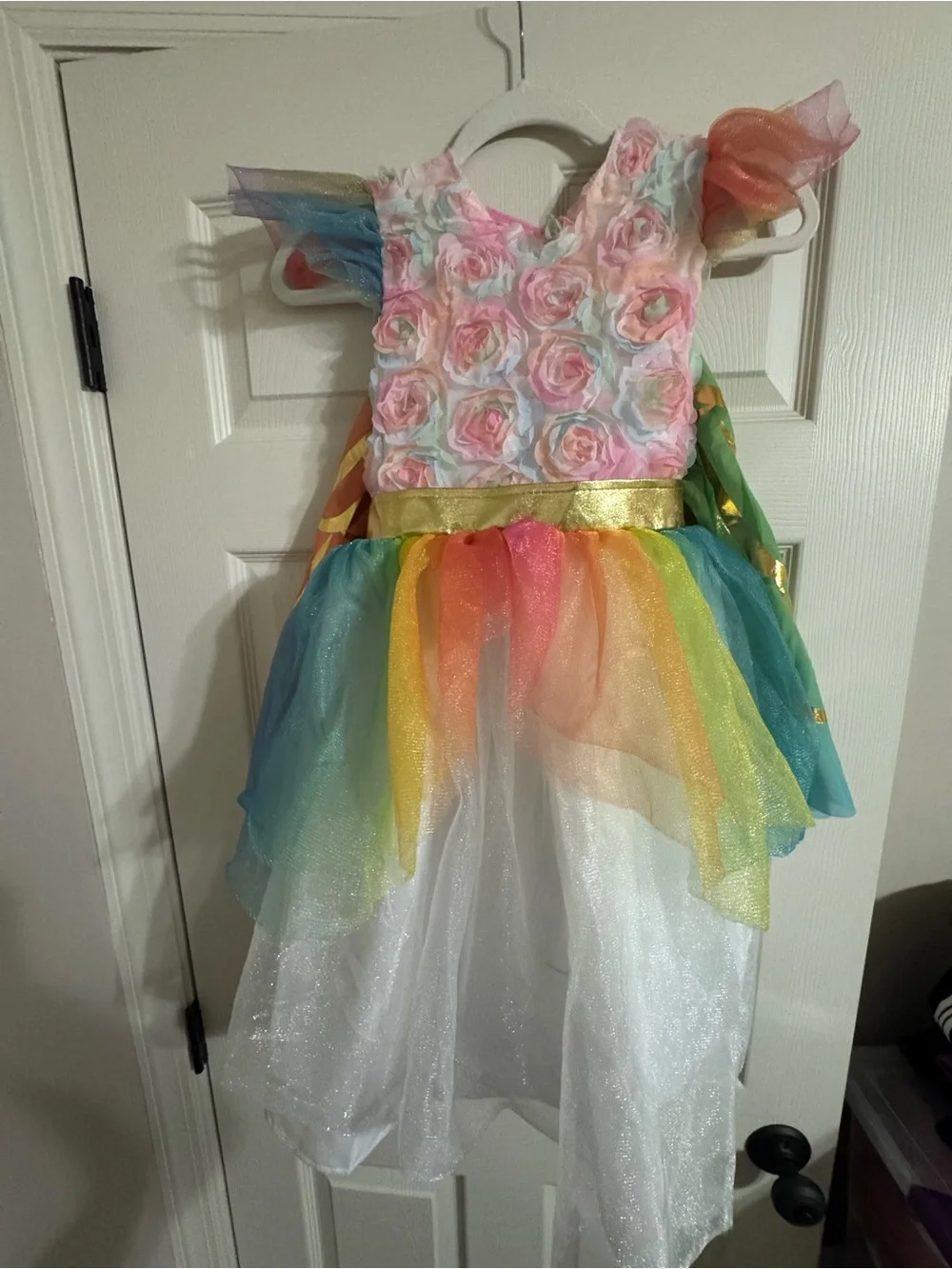 Girls Rainbow Flower Tulle Fairy Costume Light Up Dress - Size Medium